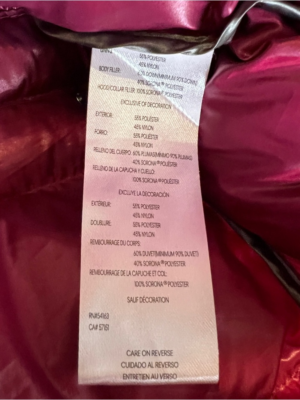 Calvin Klein Raspberry Pink Burgandy Packable Down Quilted Puffer Jacket Coat - Picture 6 of 12
